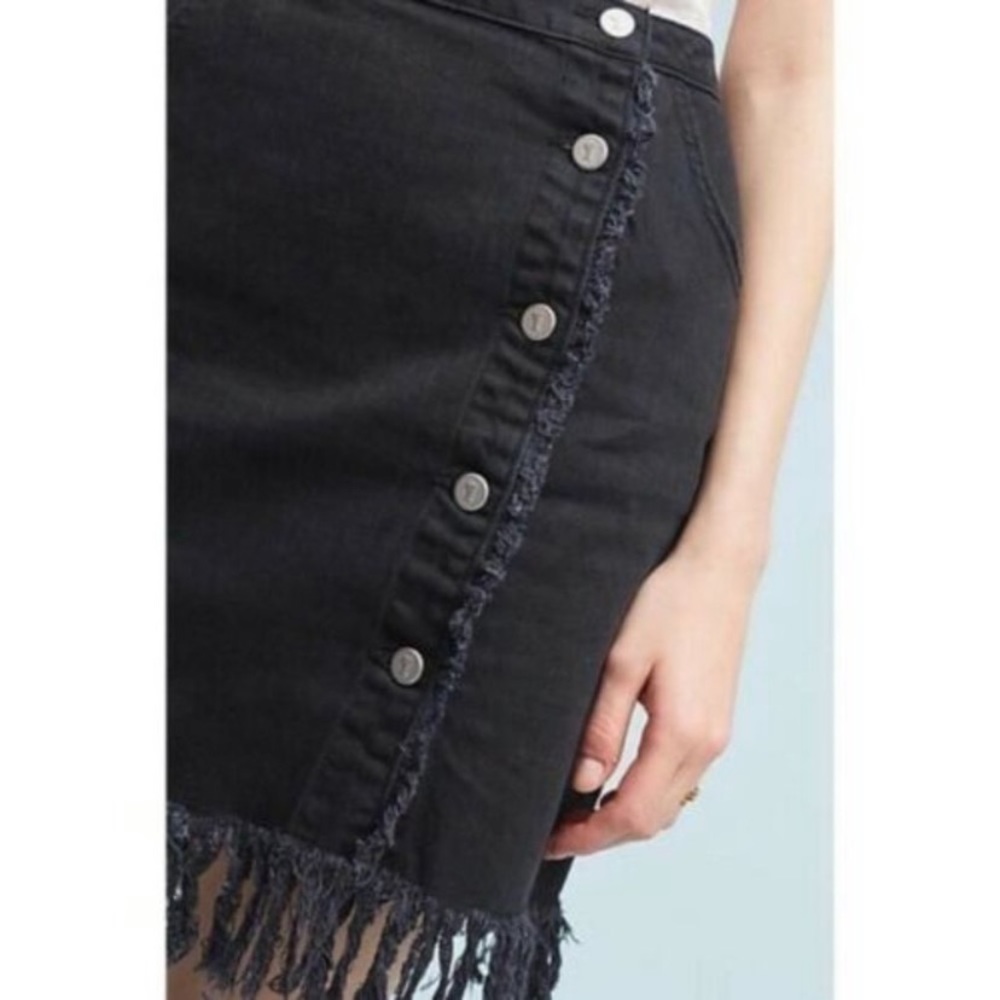 Pilcro Black Denim Frayed Skirt